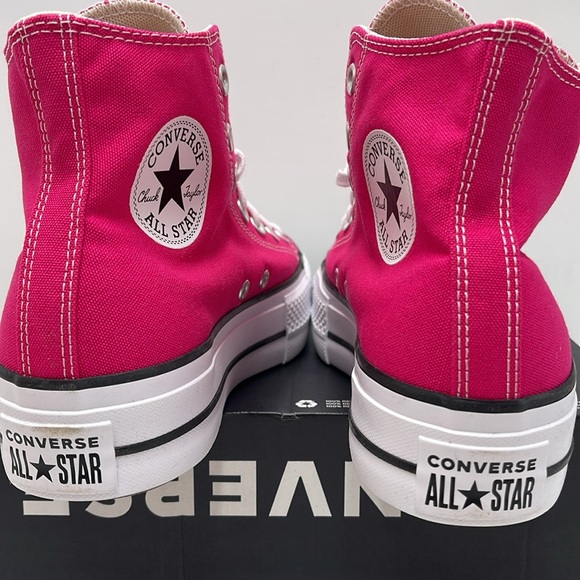 Converse WMNS CTAS LIFT HI CERISE PINK/WHITE/BLACK A08288F Platforms Sneakers - Picture 13 of 16